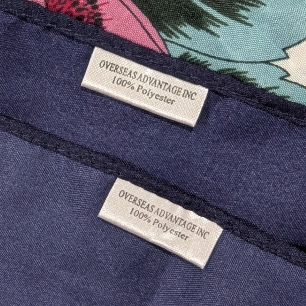 Overseas‎ Advantage Inc Navy Blue Pink Floral Square Scarf Lot of 2 25.5in - Picture 5 of 5